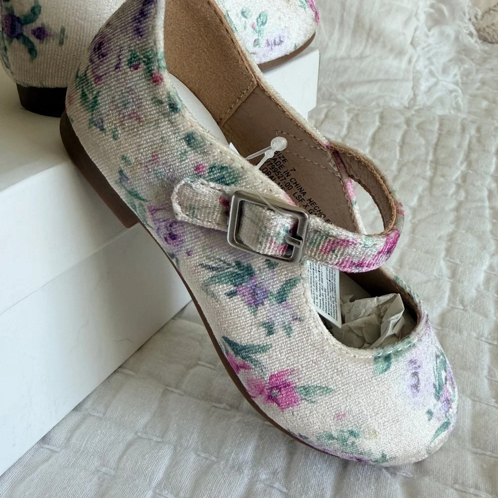 GAP x LoveShackFancy Toddler Girl 7 Mary Jane Floral Shoes NWT